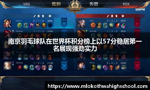 南京羽毛球队在世界杯积分榜上以57分稳居第一名展现强劲实力